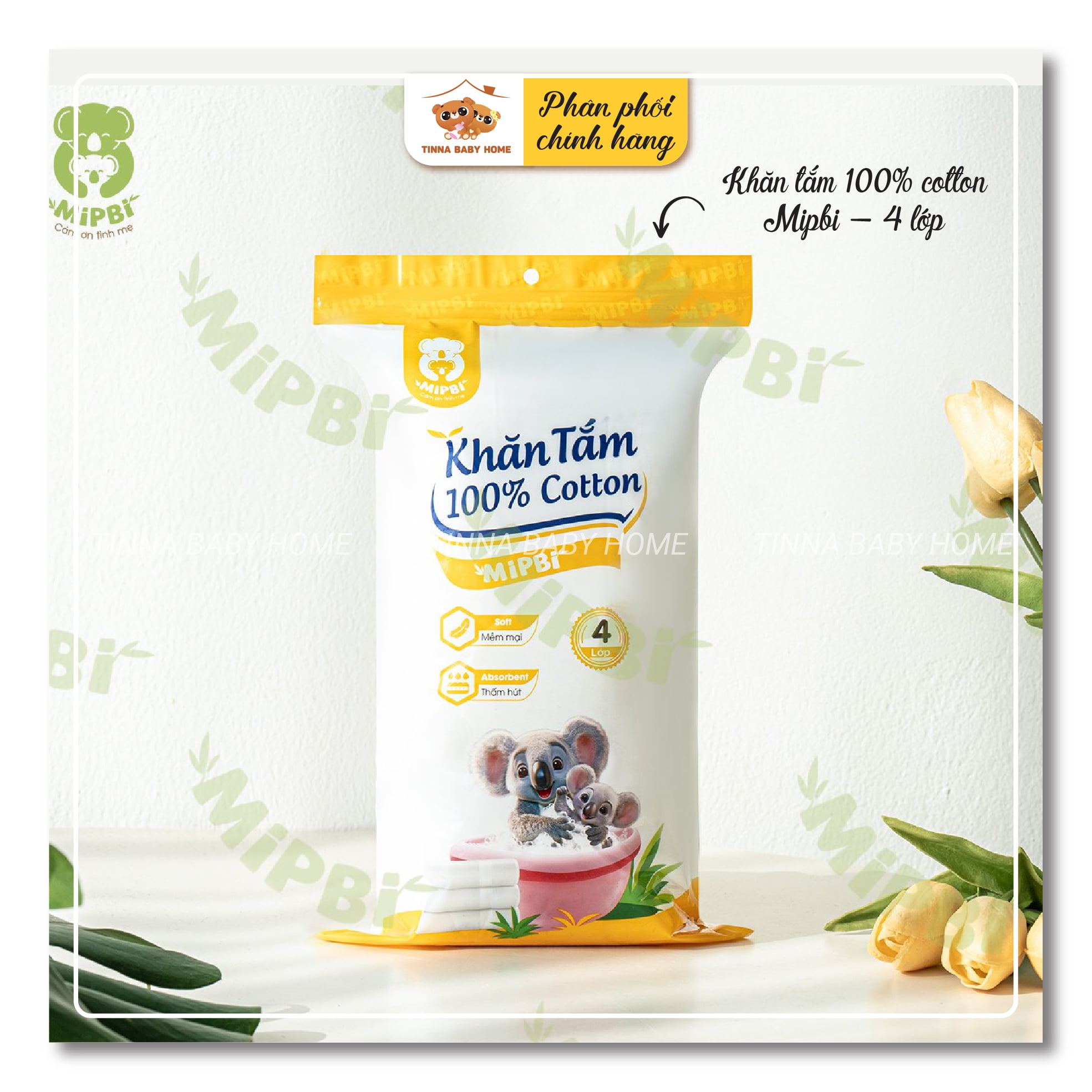 Khăn tắm xô Mipbi 4 lớp