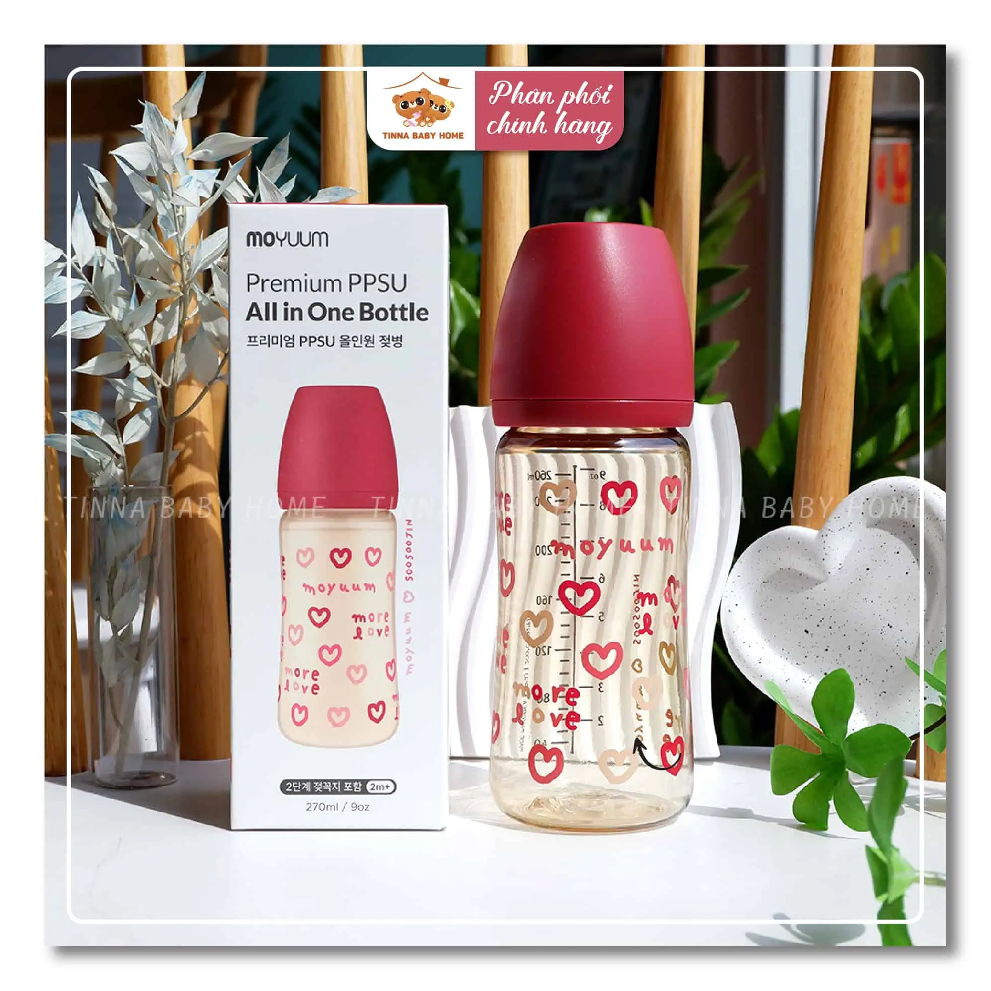 Bình sữa Moyuum tim đỏ - 270ml