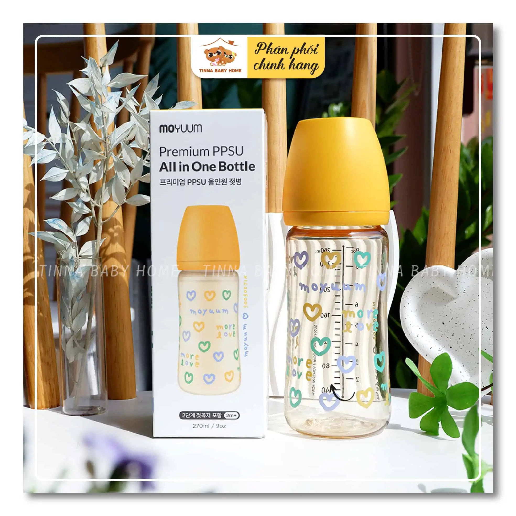 Bình sữa Moyuum tim vàng - 270ml