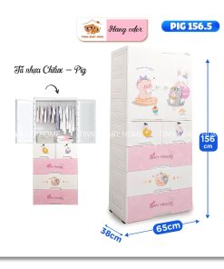 Tủ nhưa 5 tầng  - Heo hồng