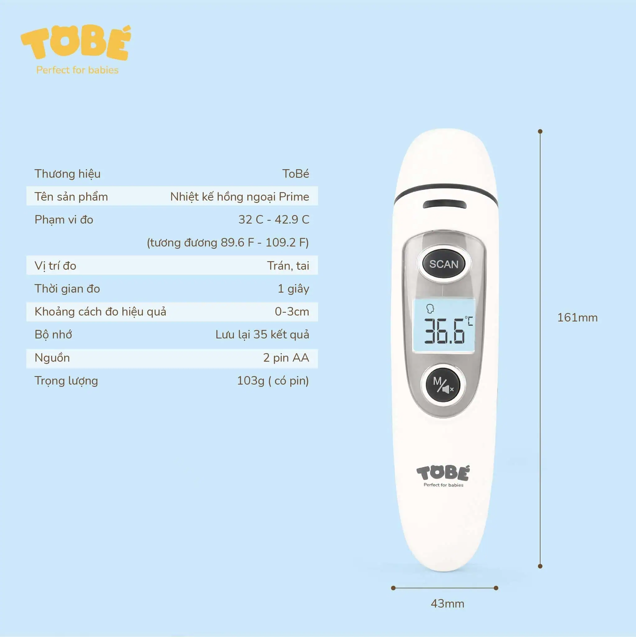 Nhiệt Kế Hồng Ngoại Prime - Tobe - Ảnh 5