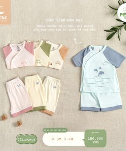 Bộ sơ sinh cộc tay cài lệch Moon@