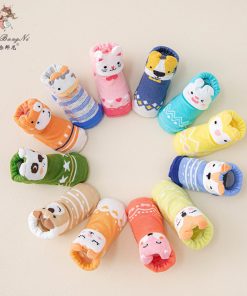 Vớ tất thú sơ sinh sọc thun Cotton Có Chống Trượt Xinh xắn
