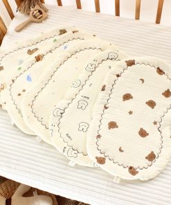 Gối lót đầu muslin oval viền sóng trang trí