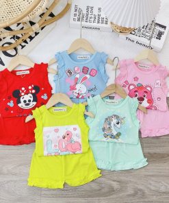 Bộ sát nách bé gái Minkey Baby