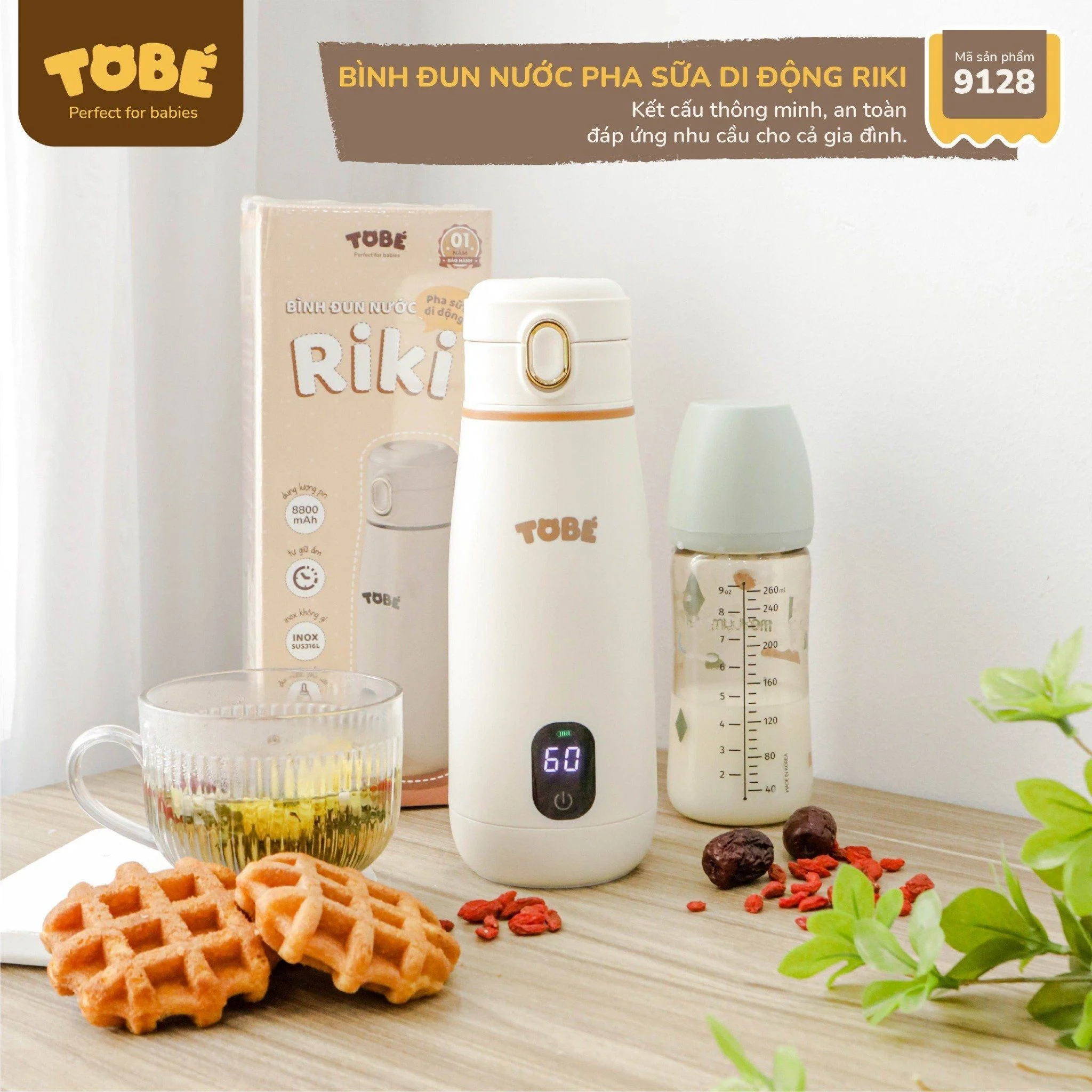 Bình Đun Nước Pha Sữa Di Động Riki