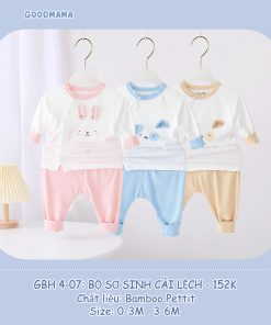 Bộ sơ sinh cài lệch Goodmama Bamboo Petit