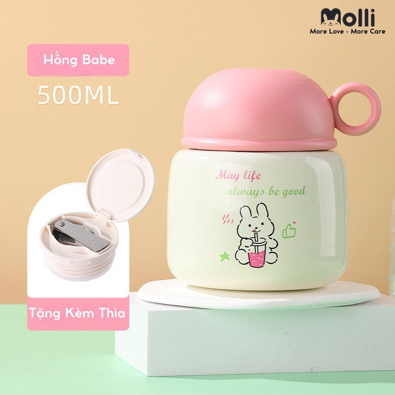 Bình ủ cháo giữ nhiệt 9 lớp Molli (tặng kèm thìa) - 500ml - Ảnh 7