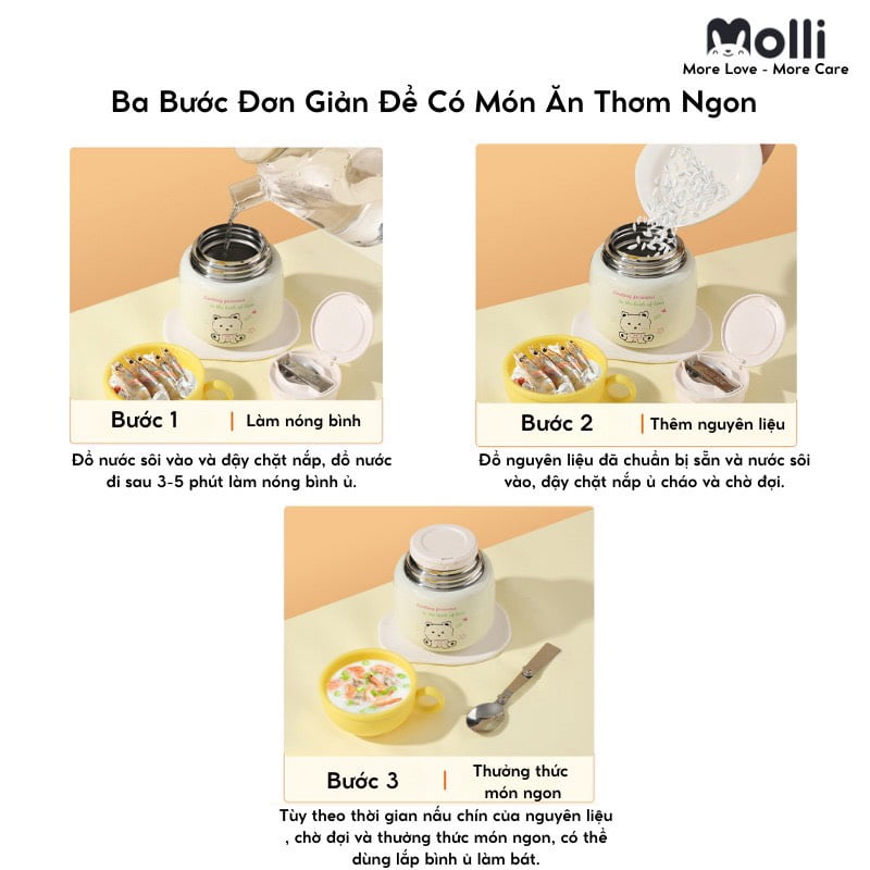 Bình ủ cháo giữ nhiệt 9 lớp Molli (tặng kèm thìa) - 500ml - Ảnh 9