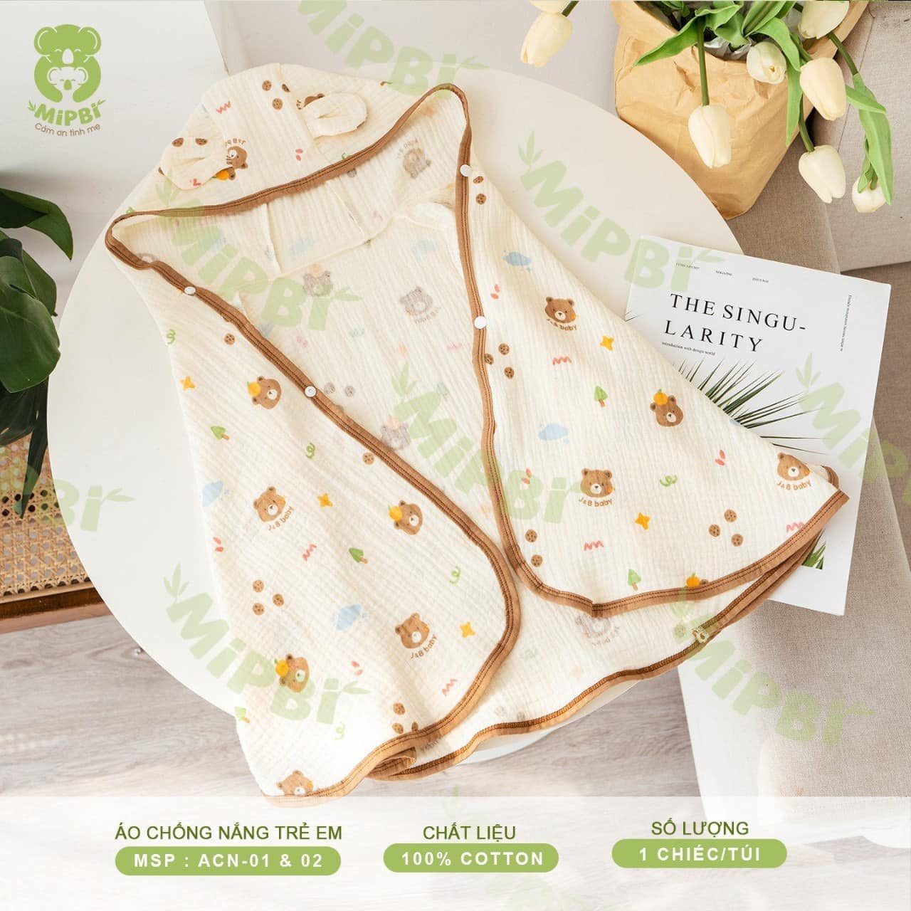 Áo khoác choàng chống nắng xô muslin Mipbi - Ảnh 3