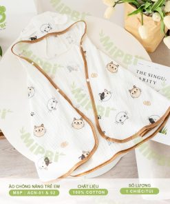 Áo khoác choàng chống nắng xô muslin Mipbi