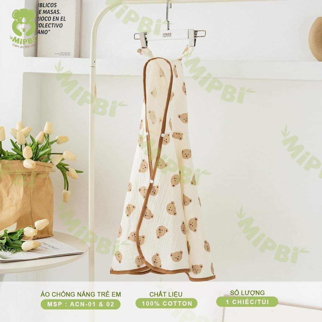 Áo khoác choàng chống nắng xô muslin Mipbi - Ảnh 8