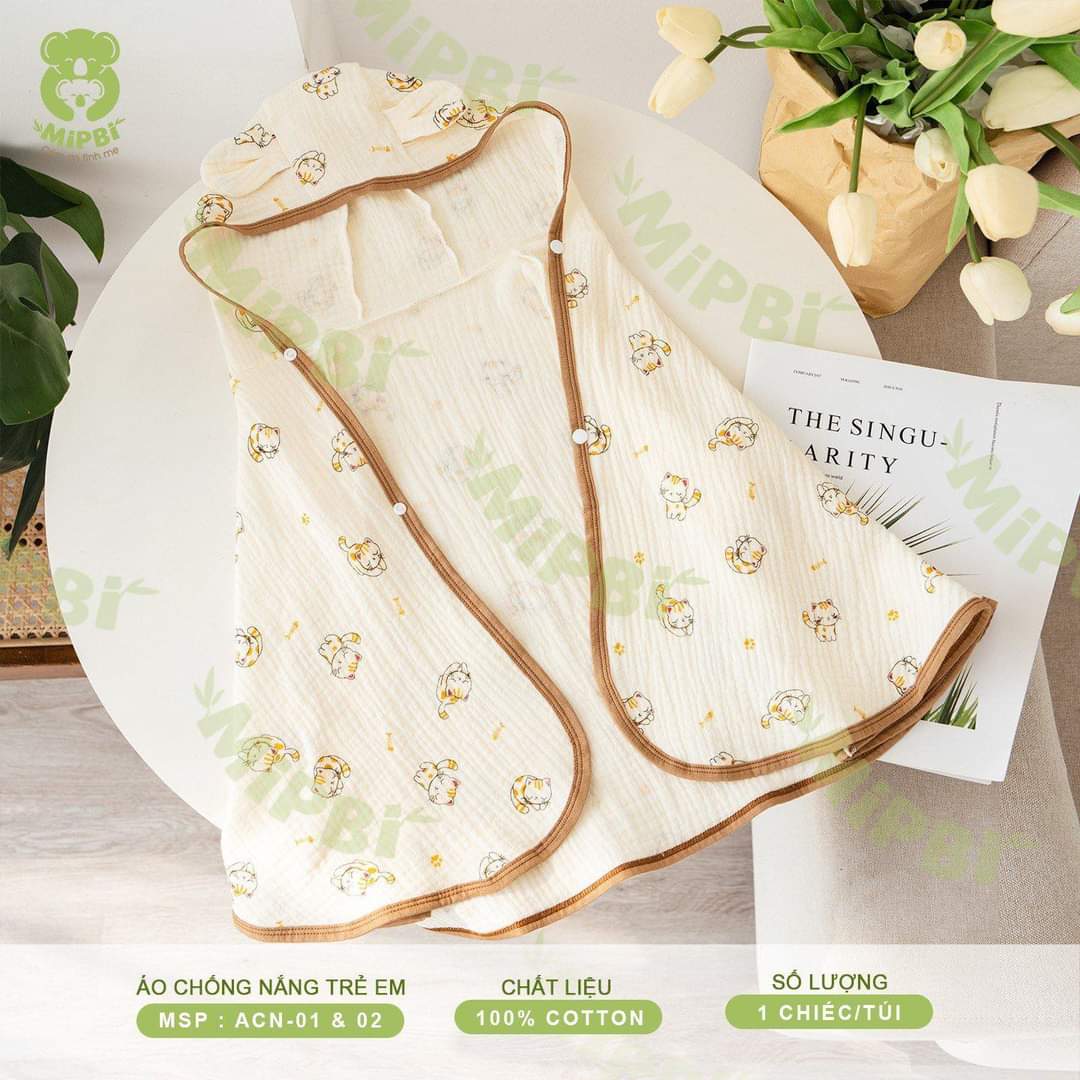 Áo khoác choàng chống nắng xô muslin Mipbi - Ảnh 4