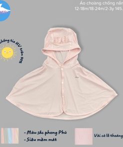 Áo Khoác Choàng Chống Nắng Cho Bé Chống Tia UV (Màu hồng)