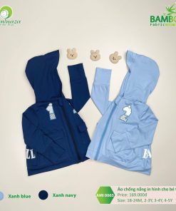 Áo khoác chống nắng dây kéo Anminaza - Xanh biển