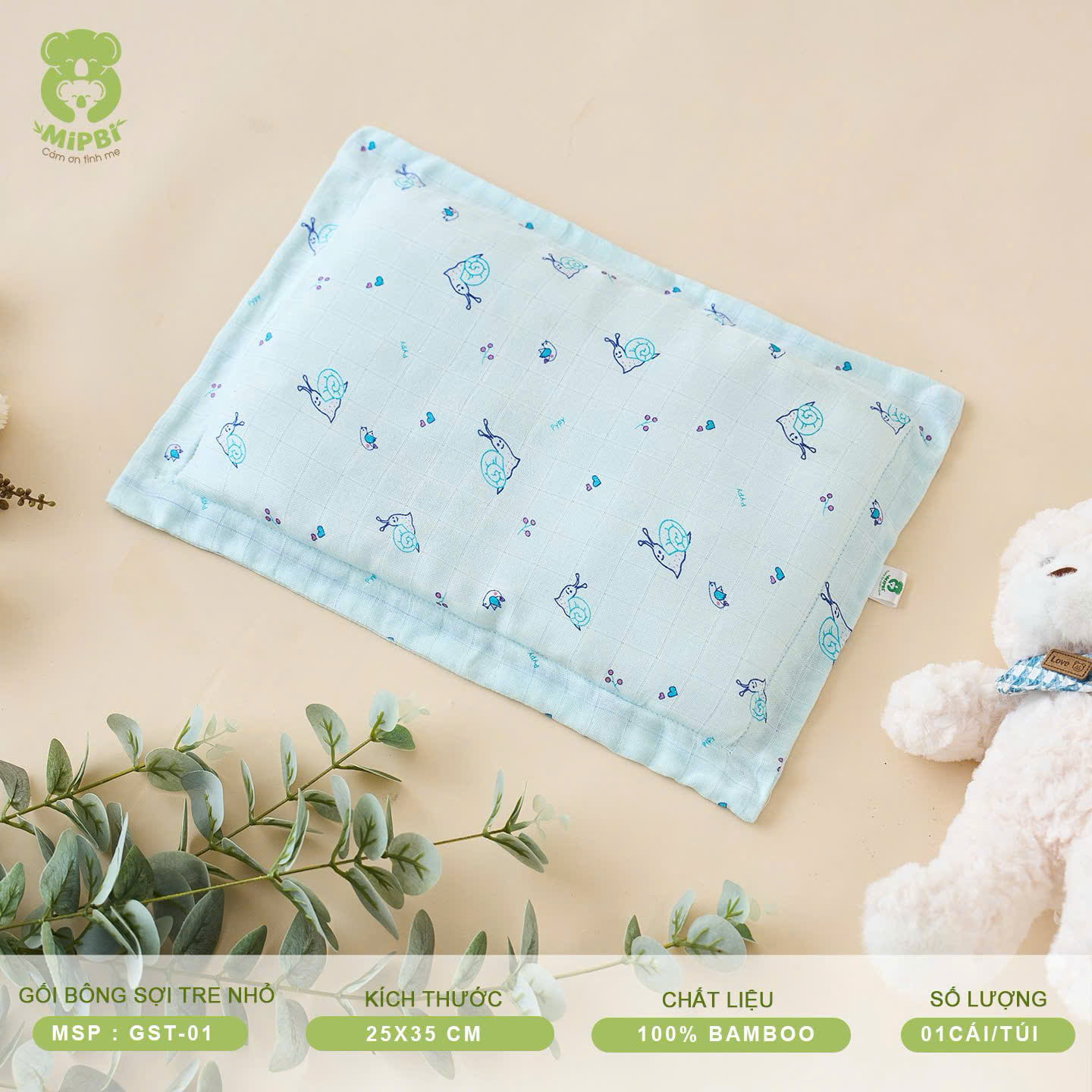 Gối bông sợi tre Mipbi size 25x35 - Ảnh 4