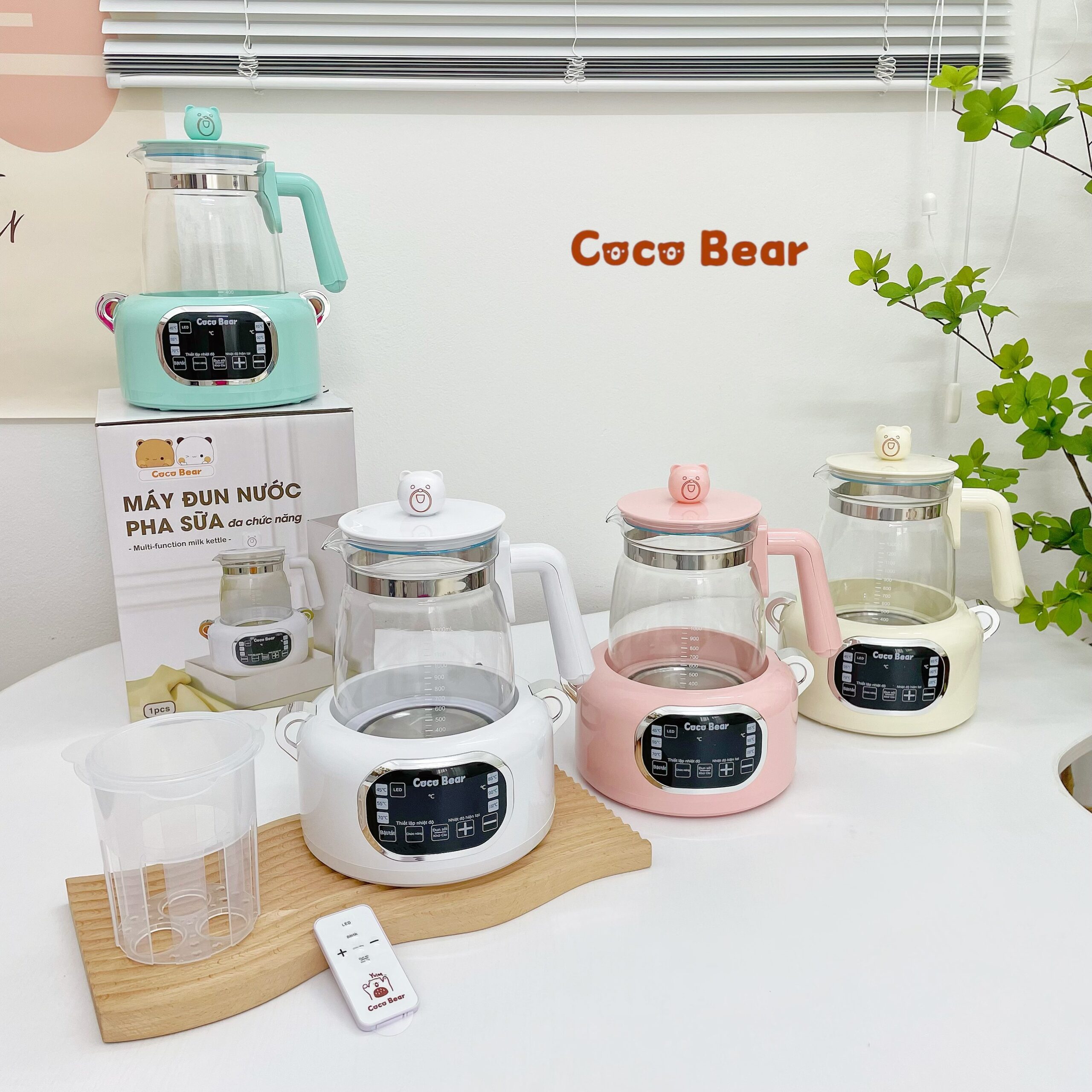 Máy đun nước pha sữa Coco Bear - có remote điều khiển từ xa