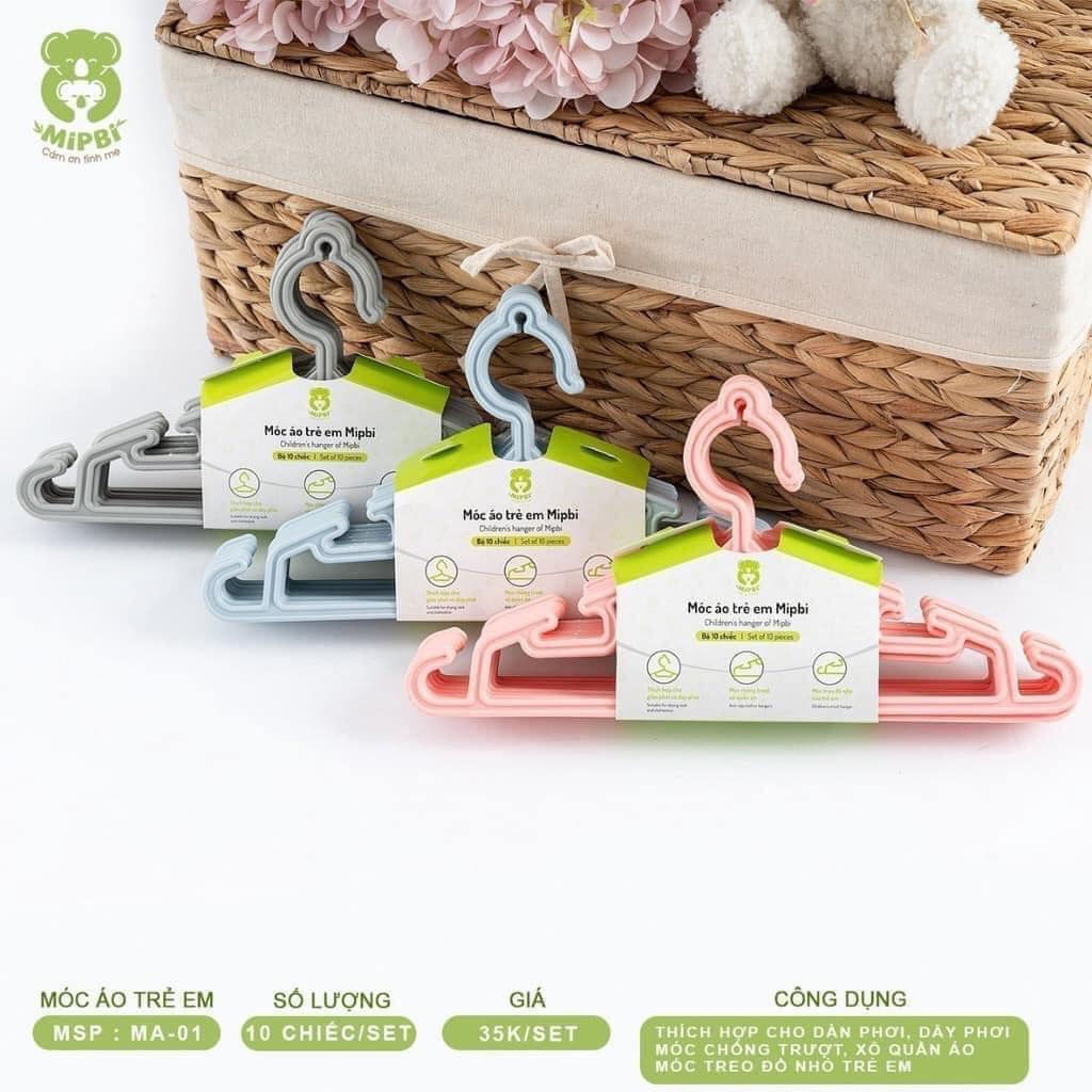 Set 10 móc nhựa treo đồ em bé Mipbi cao cấp