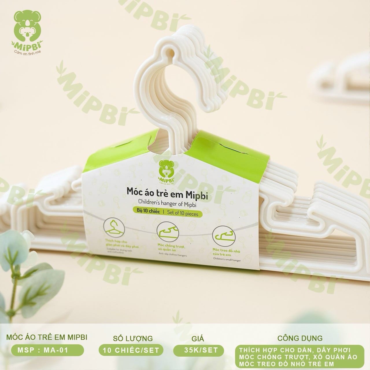 Set 10 móc nhựa treo đồ em bé Mipbi cao cấp - Ảnh 7