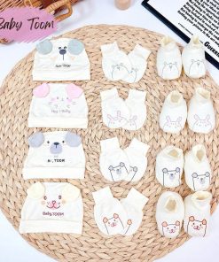 Set bao tay bao chân nón petit thun lạnh Baby Toom