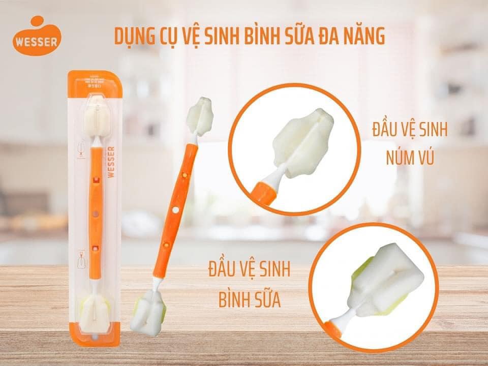 Cọ rửa bình sữa 2 đầu Wesser - Ảnh 2