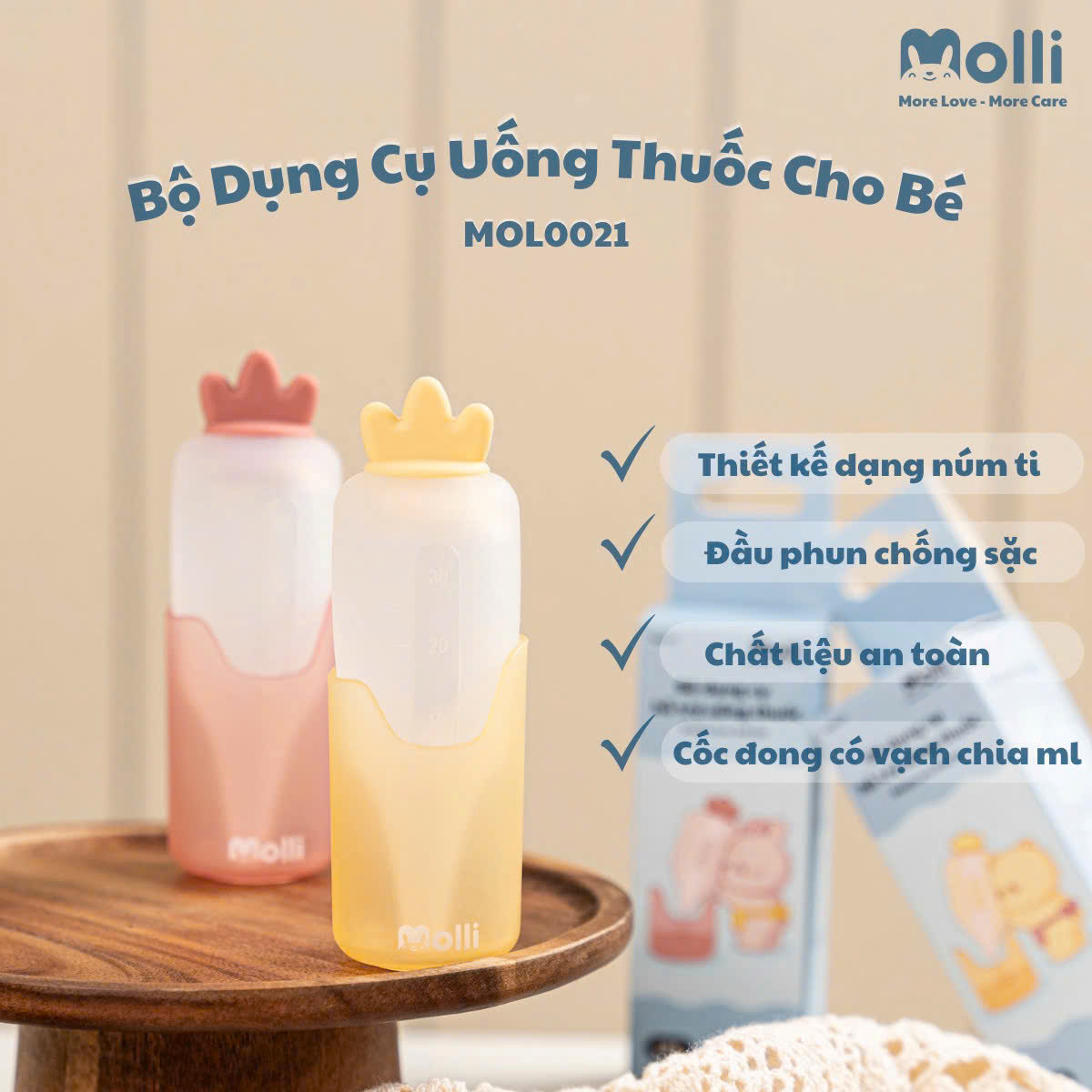 Bộ Dụng Cụ Uống Thuốc Cho Bé Molli 30ml, Chất Liệu Silicon An Toàn