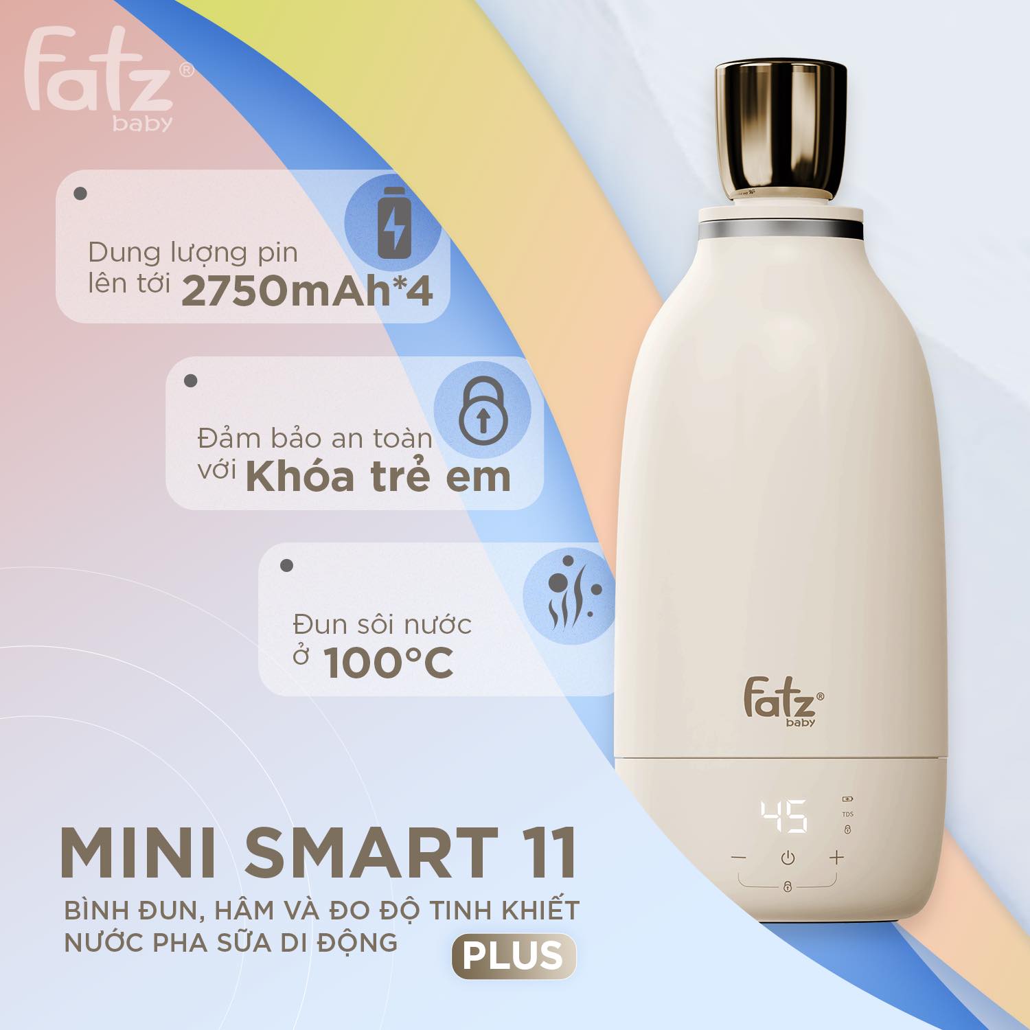 Bình đun, hâm và đo độ tinh khiết nước pha sữa di động Mini Smart 11 Plus - Ảnh 7